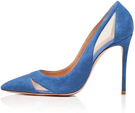 FSJ Women Elegant Mesh High Heel Pump Pointed Toe Stiletto Thin Slip on Dress Prom Party Ladie Shoes Size 4-15 US