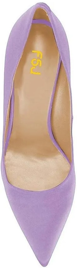 FSJ Women Elegant Satin High Heels Pumps Pointed Toe Stilettos Slip On Formal Shoes Size 4-15 US