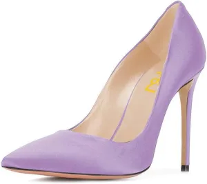 FSJ Women Elegant Satin High Heels Pumps Pointed Toe Stilettos Slip On Formal Shoes Size 4-15 US