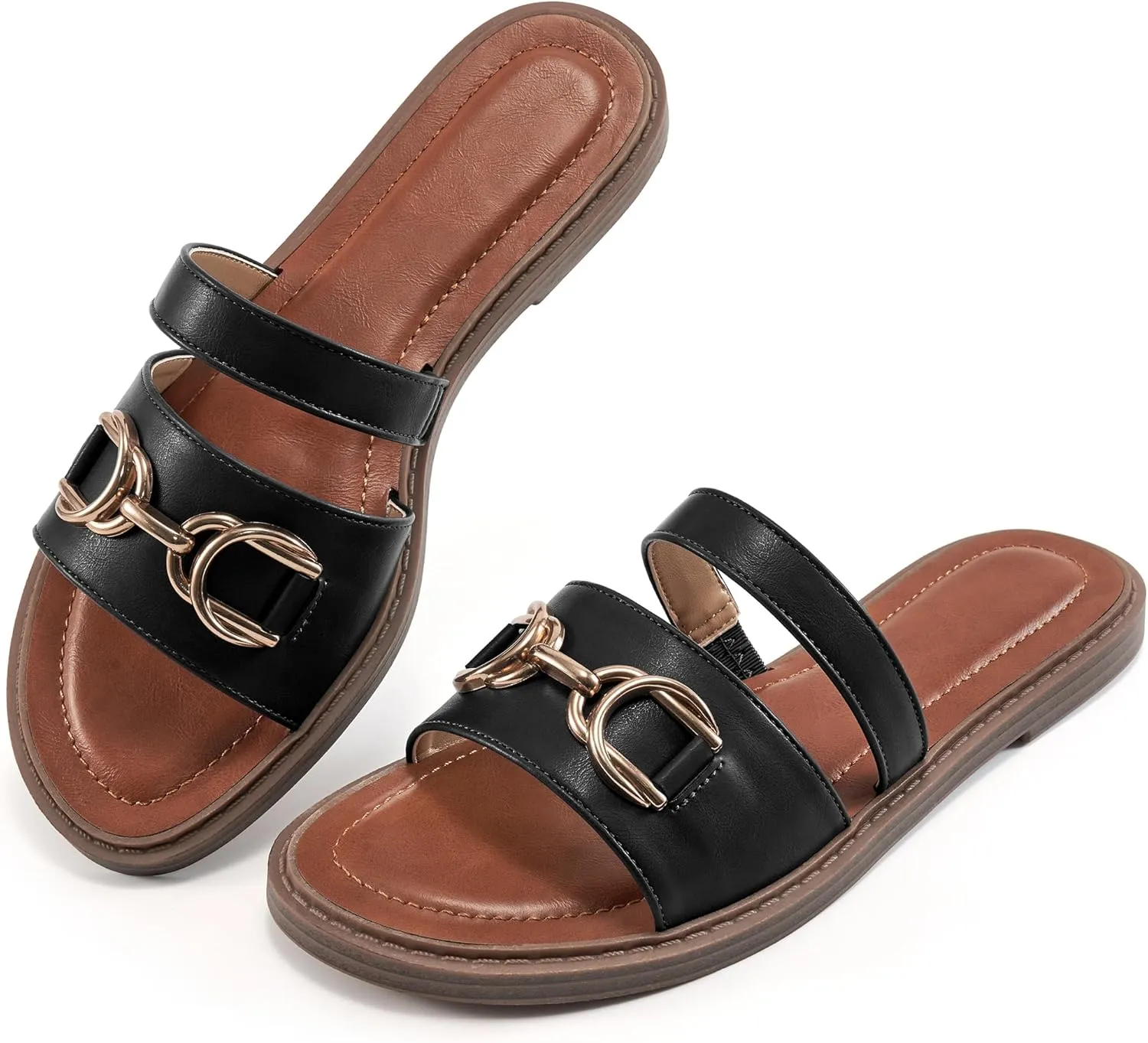 FUDYNMALC Womens Slides Sandals Dressy: Comfortable Summer Beach Flat Shoes Ladies Fashion Walking Footwear