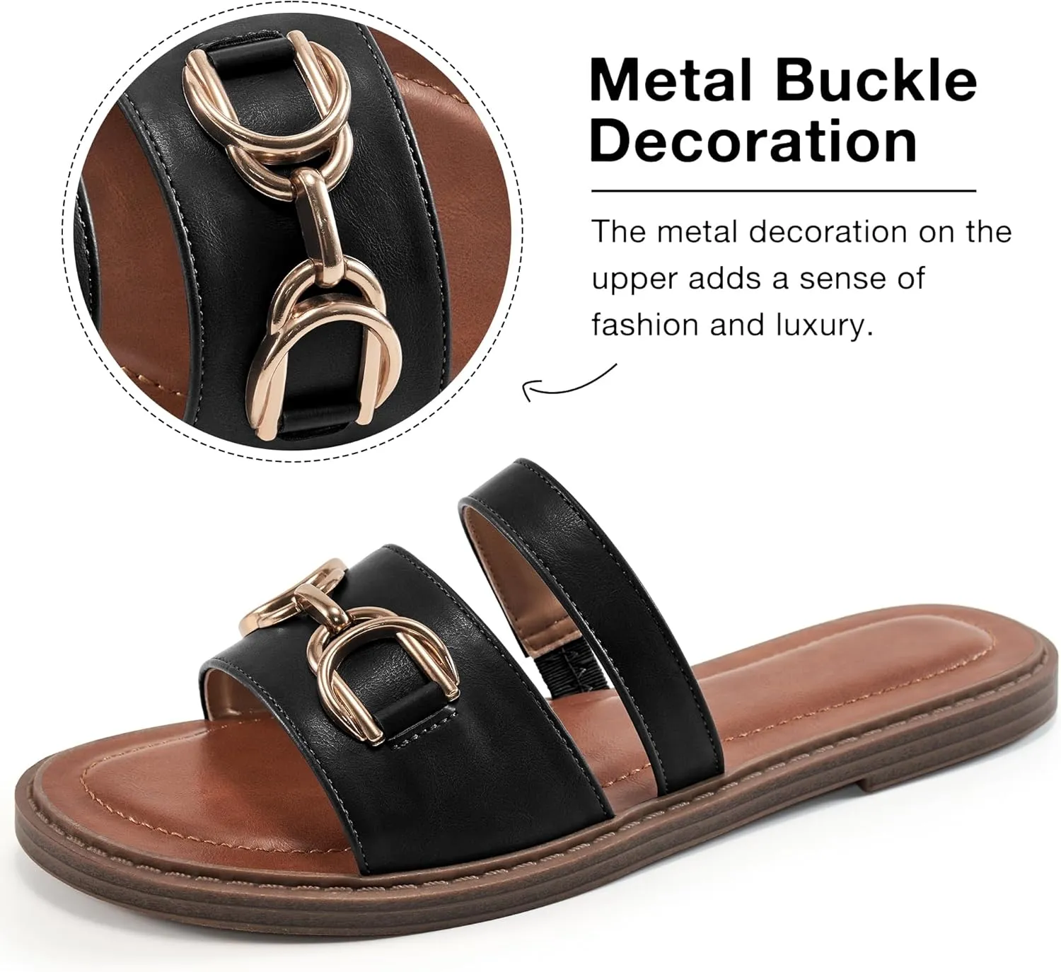 FUDYNMALC Womens Slides Sandals Dressy: Comfortable Summer Beach Flat Shoes Ladies Fashion Walking Footwear