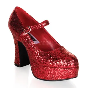 FUNTASMA MARYJANE-50G Red Glitter MaryJane Pumps