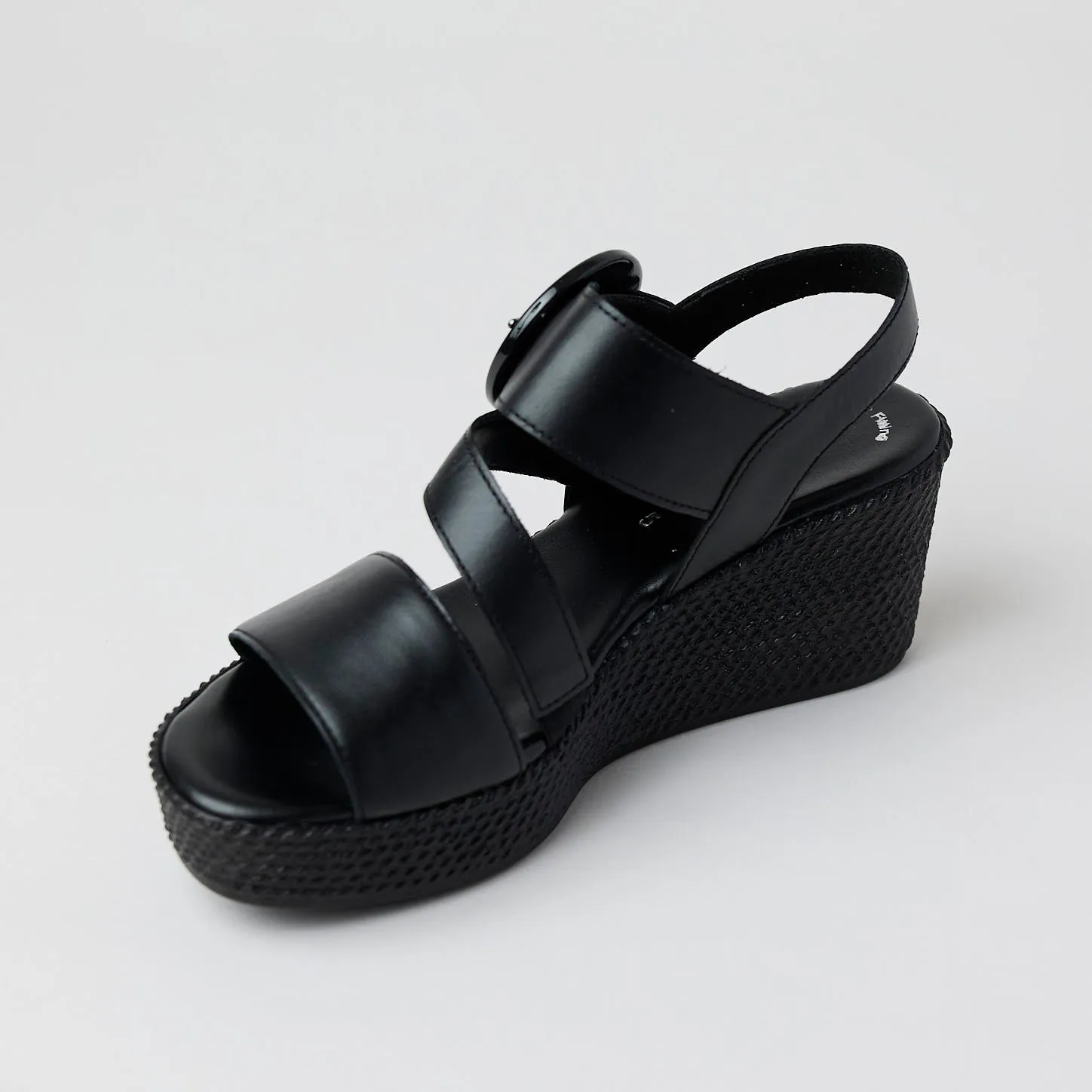 Gabor Black Leather Platform Sandals