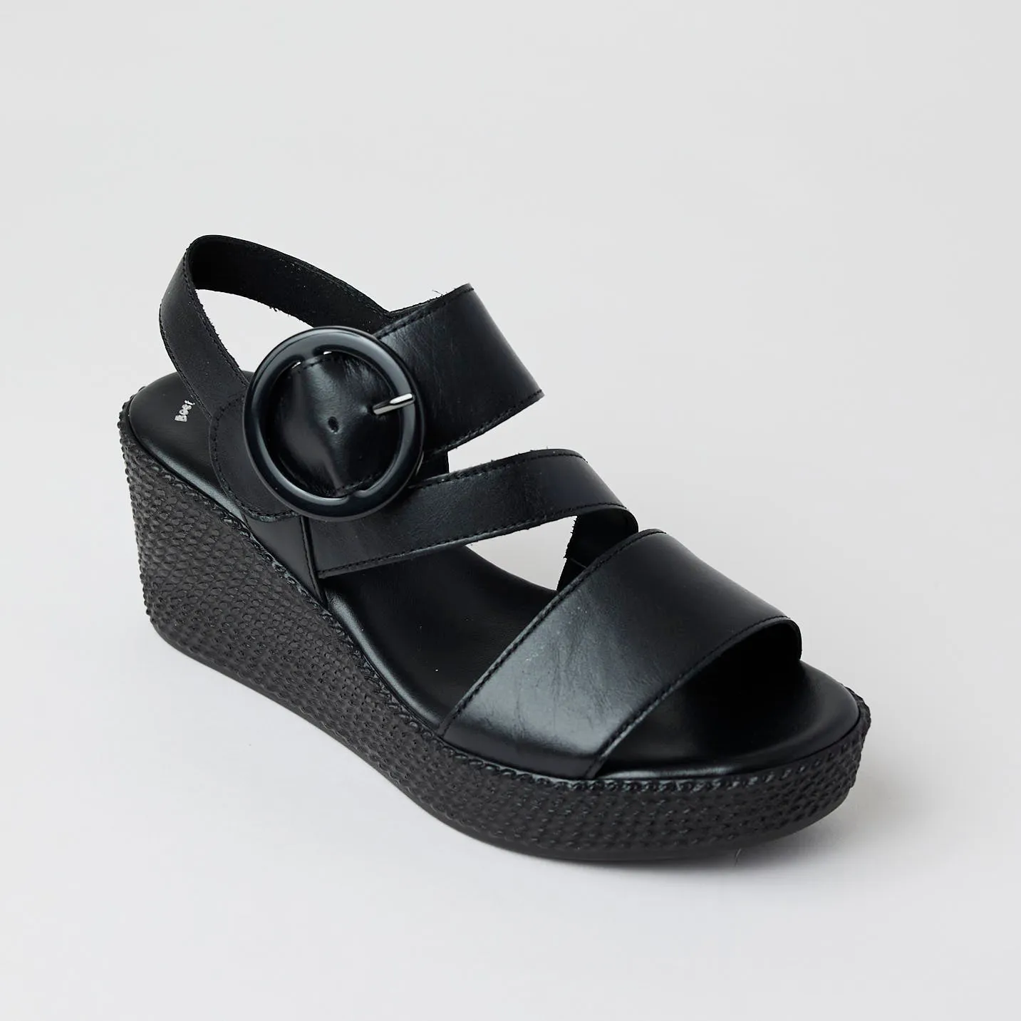 Gabor Black Leather Platform Sandals