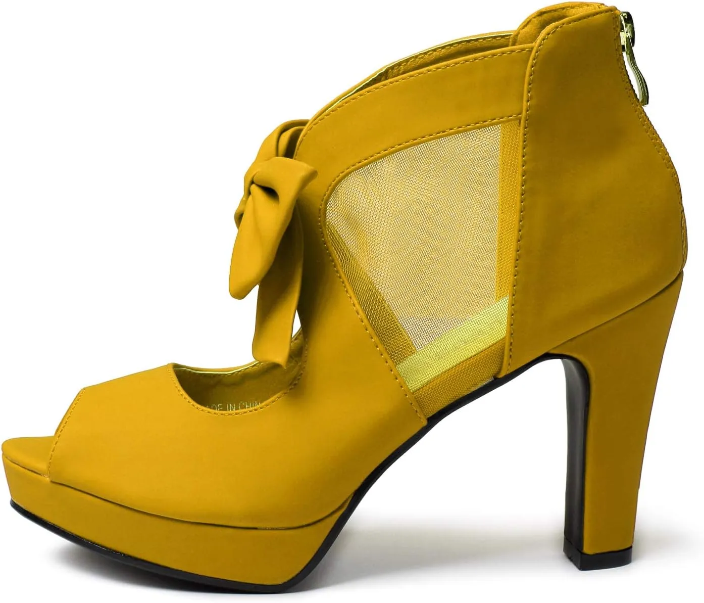GATUXUS Open Toe Women Platform High Heel Shoes Bows Strappy Sandals