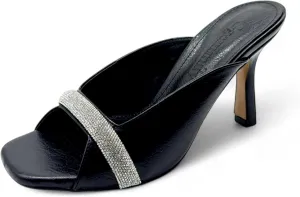 GEMMIFY Women’s Low Heel Sandals – Elegant Black Sandals for Women with Cushioned Insoles – Comfortable Dress Sandals for Events, Office, and Everyday Wear
