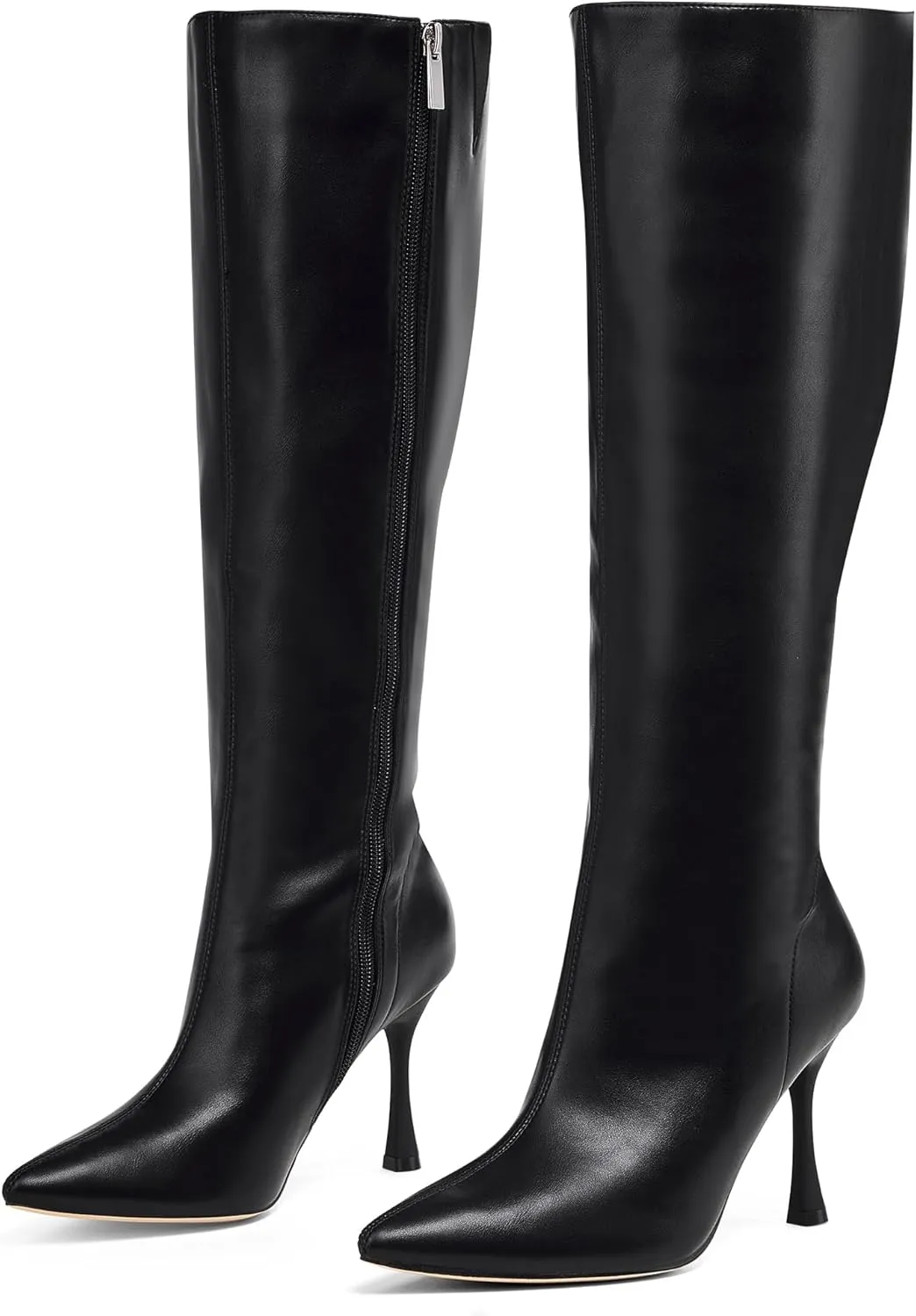 GENSHUO Knee High Heel Boots for Women Elegant Pointed Toe Stiletto Boots Trendy Side Zipper Women’s Heel Stylish and Sexy Design
