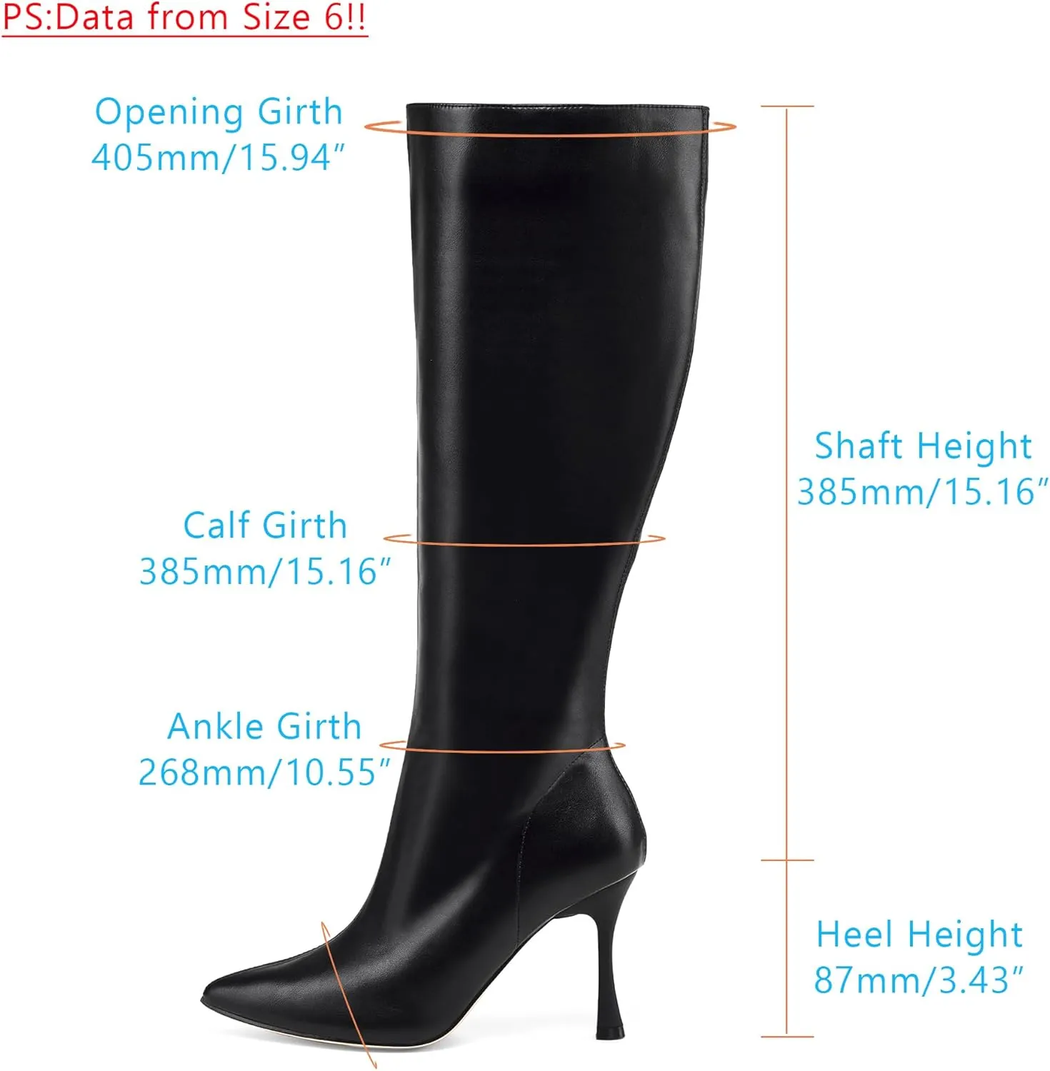 GENSHUO Knee High Heel Boots for Women Elegant Pointed Toe Stiletto Boots Trendy Side Zipper Women’s Heel Stylish and Sexy Design