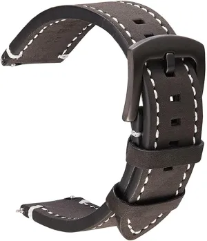Genuine Leather Watchbands Bracelet Black Gray Brown Cowhide Watch Strap Women Men 18mm 20mm 22mm 24mm Wrist Band(White-Patch Five-Pointed star4,18mm)