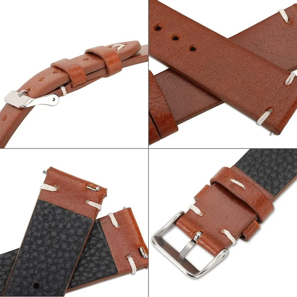 Genuine Retro Leather Watch Strap 18mm 20mm 22mm Watchband Handmade Wristband Quick Release Man Watch Accessories(E,18mm)