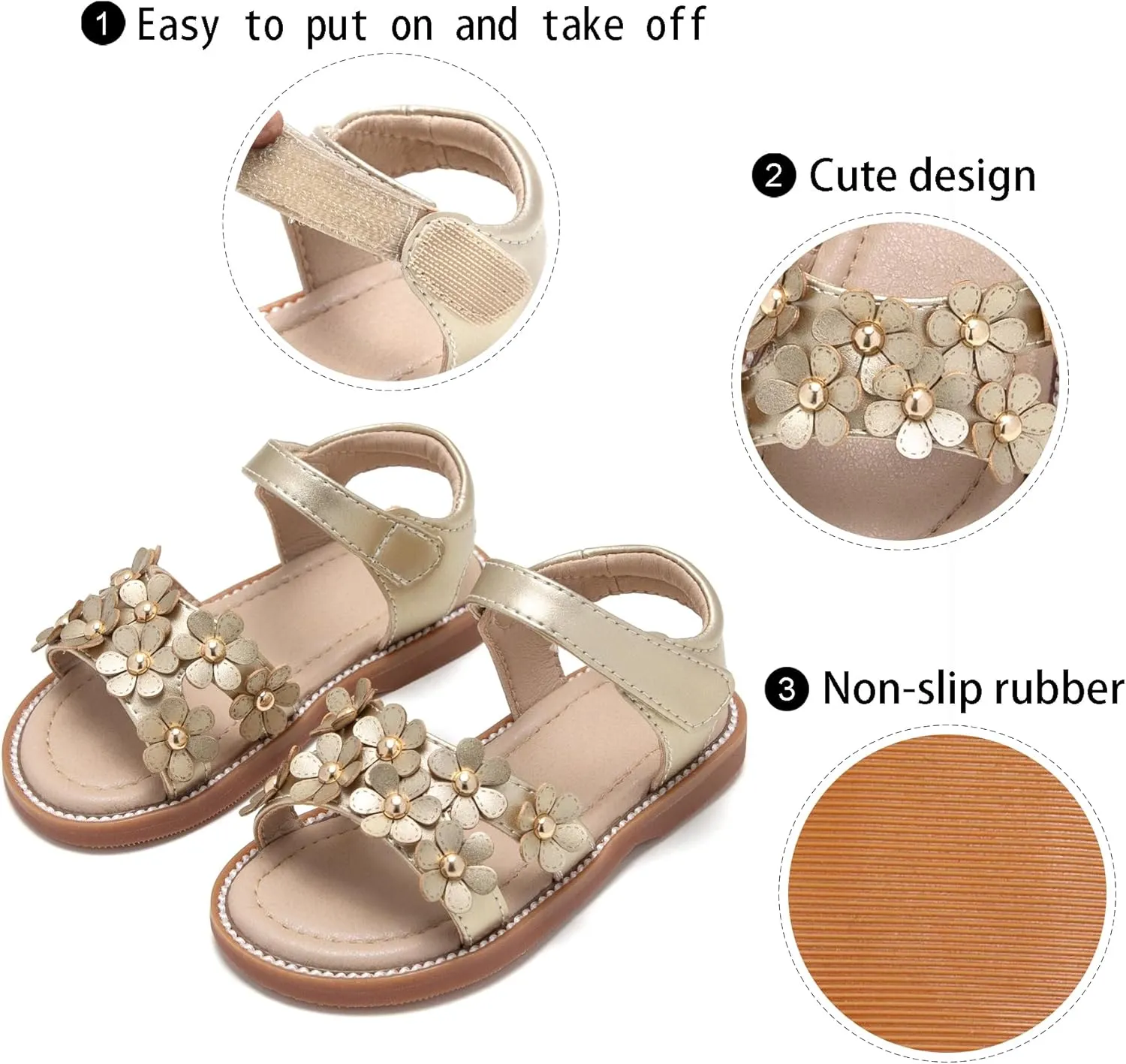 GINFIVE Toddler Girls Sandals Girls Toddler Sandals Little Girls Kids Shoes