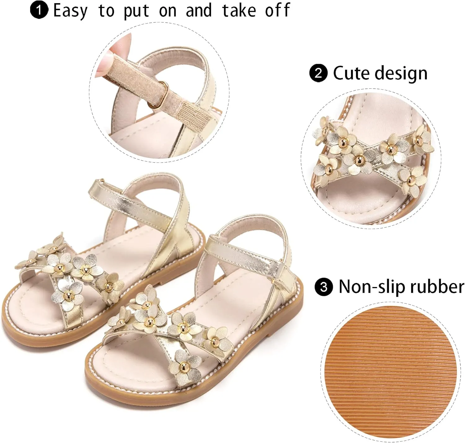 GINFIVE Toddler Girls Sandals Little Girls Kids Summer Shoes Toddler Sandals
