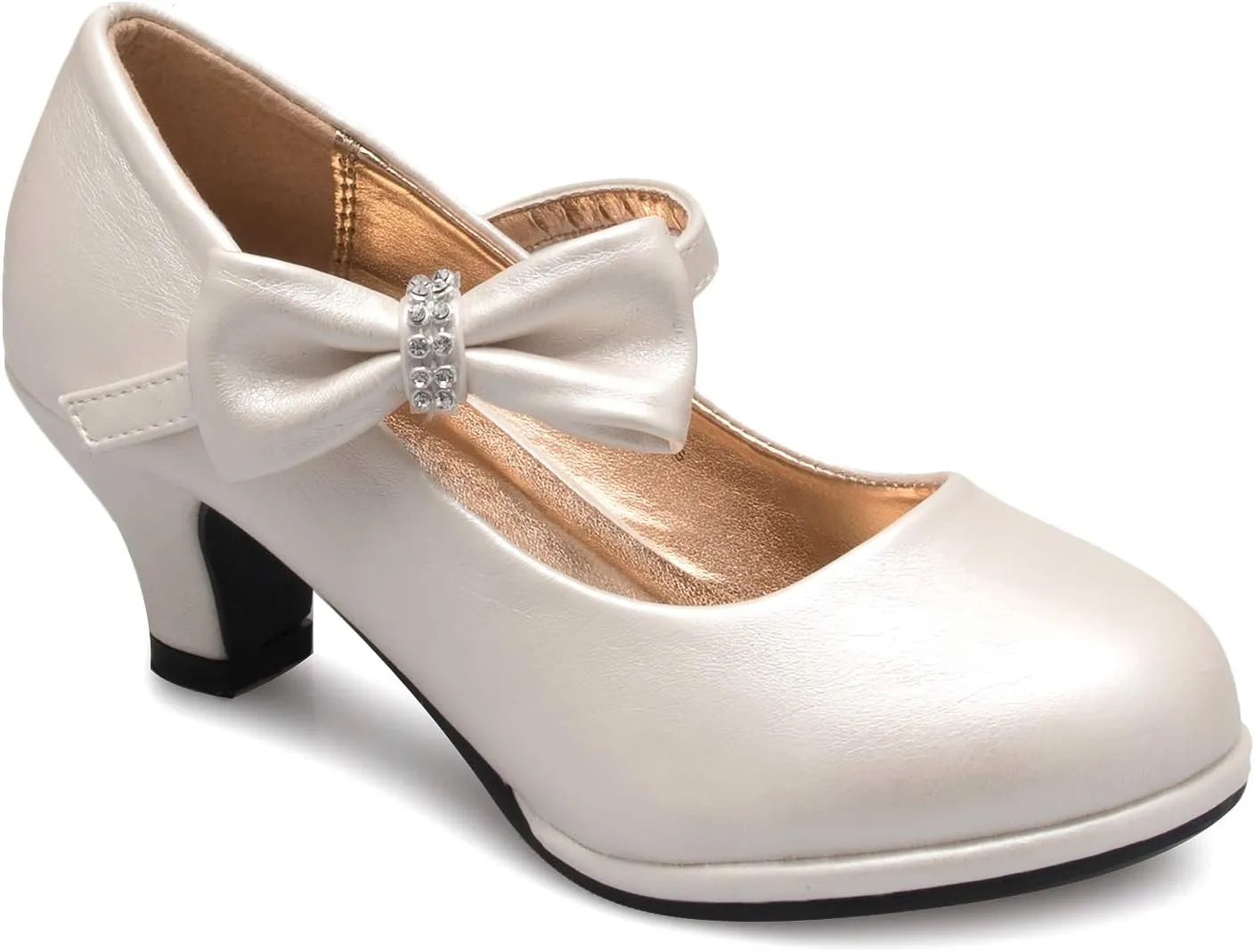 Girls Bow Mary Jane Kitten Heel Pumps (Toddler/Little Girl)