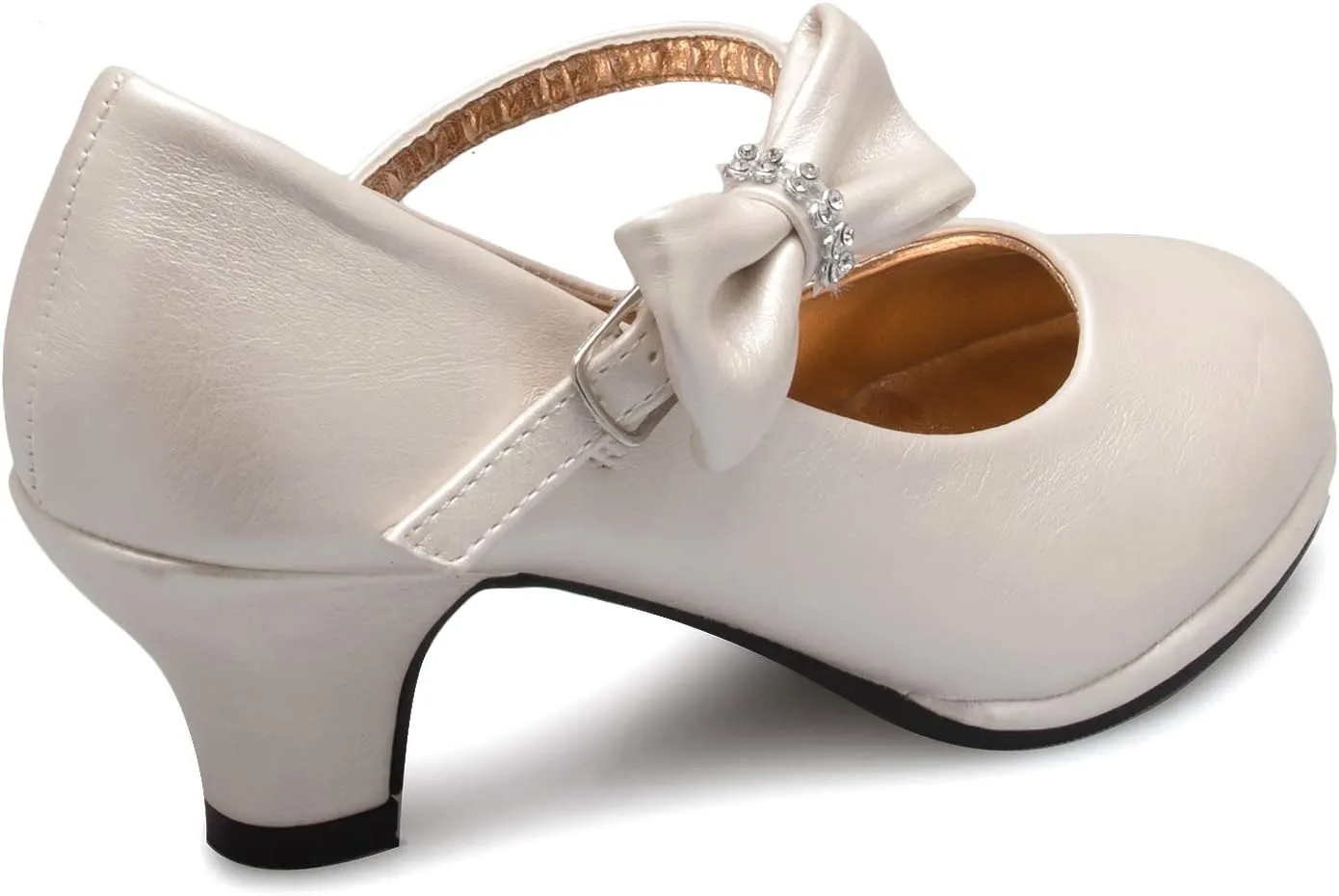 Girls Bow Mary Jane Kitten Heel Pumps (Toddler/Little Girl)
