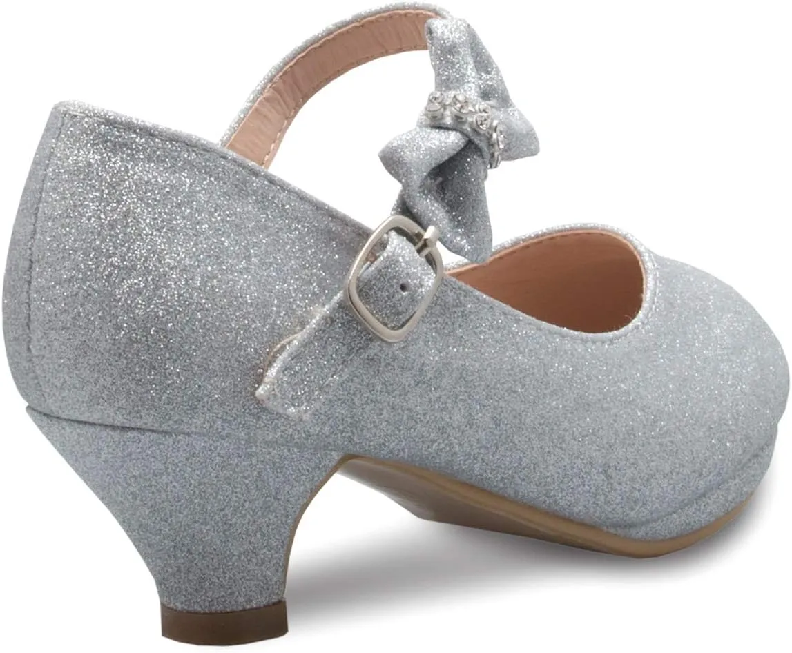 Girls Bow Mary Jane Kitten Heel Pumps (Toddler/Little Girl)