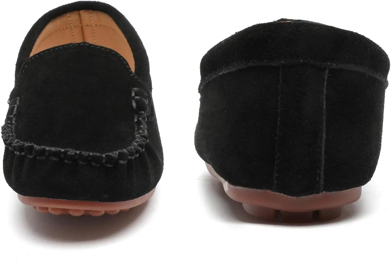 Girls Boys Suede Slip-on Loafers Lightweight Non Slip Moccasins Casual Boat Shoes Dress Shoes