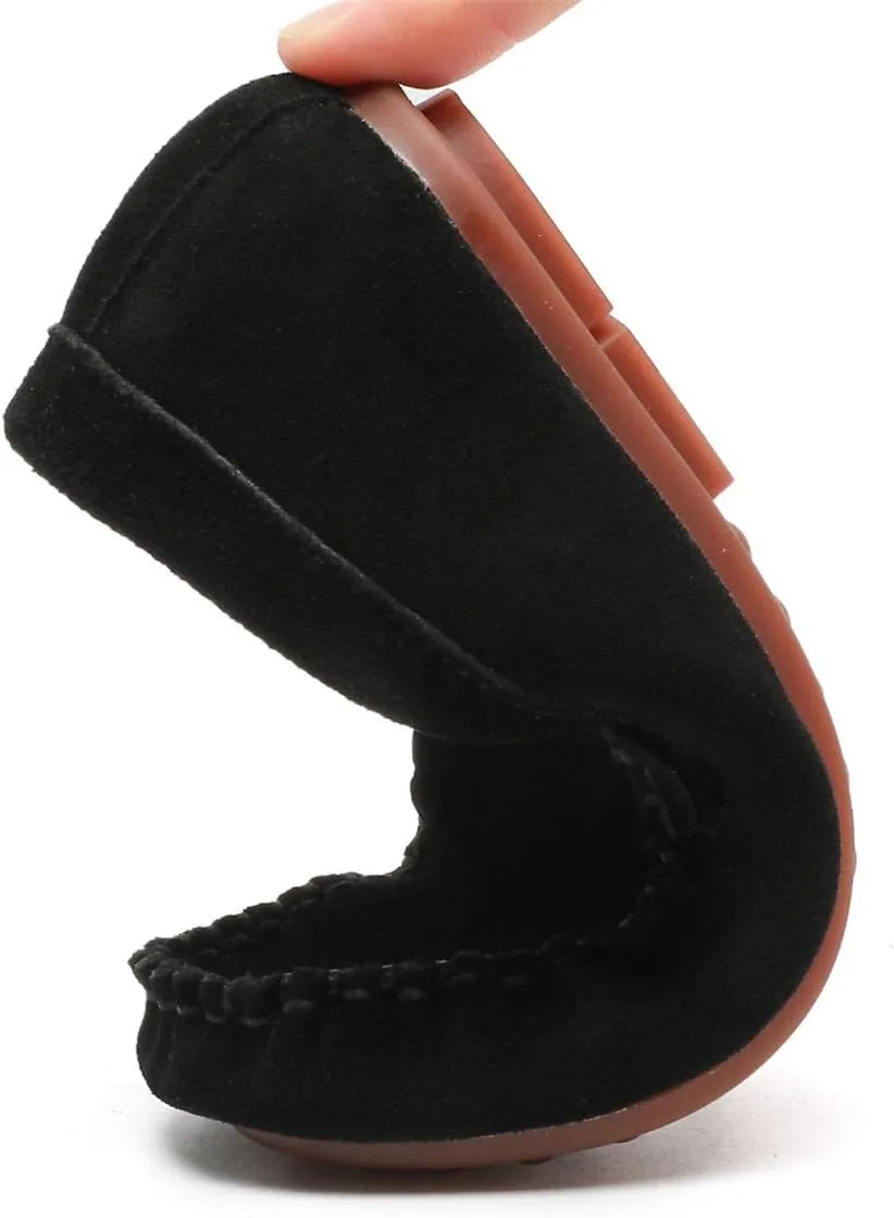 Girls Boys Suede Slip-on Loafers Lightweight Non Slip Moccasins Casual Boat Shoes Dress Shoes