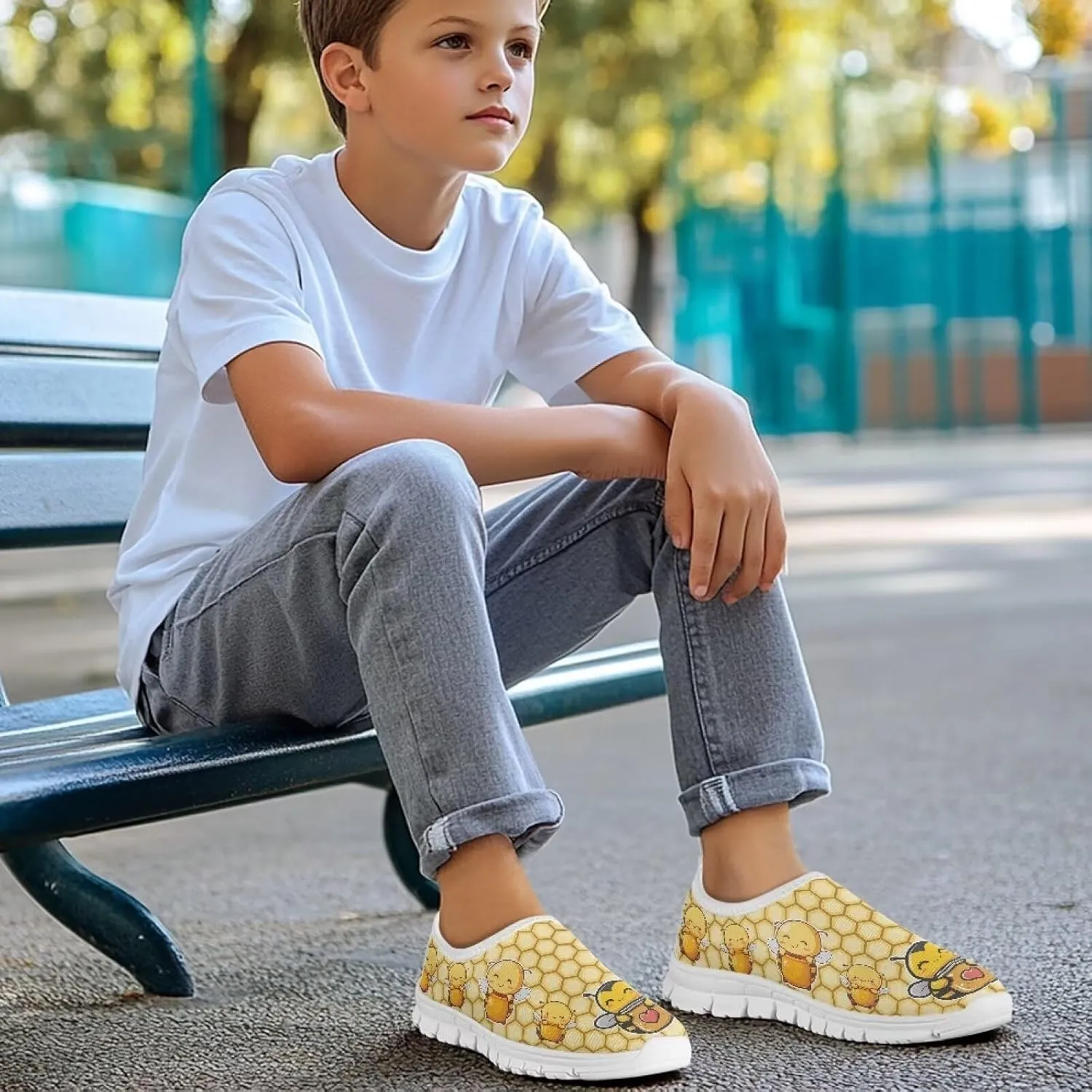 Girls Casual Slip On Shoes Lightweight Kids Low Top Non Slip Loafer Breathable Sneakers Soft Athletic Sports Shoes