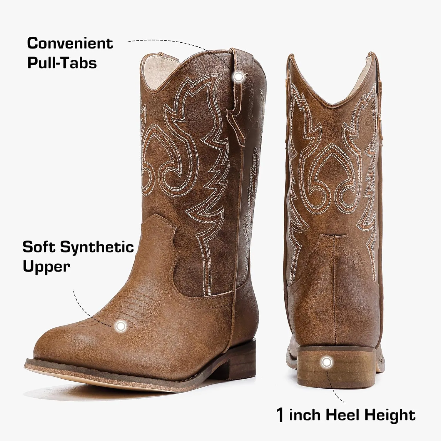 Girls Cowgirl Boots Unisex-Child Mid Calf Glitter Toddler Cowboy Boot Little Big Kids Western Riding Shoes