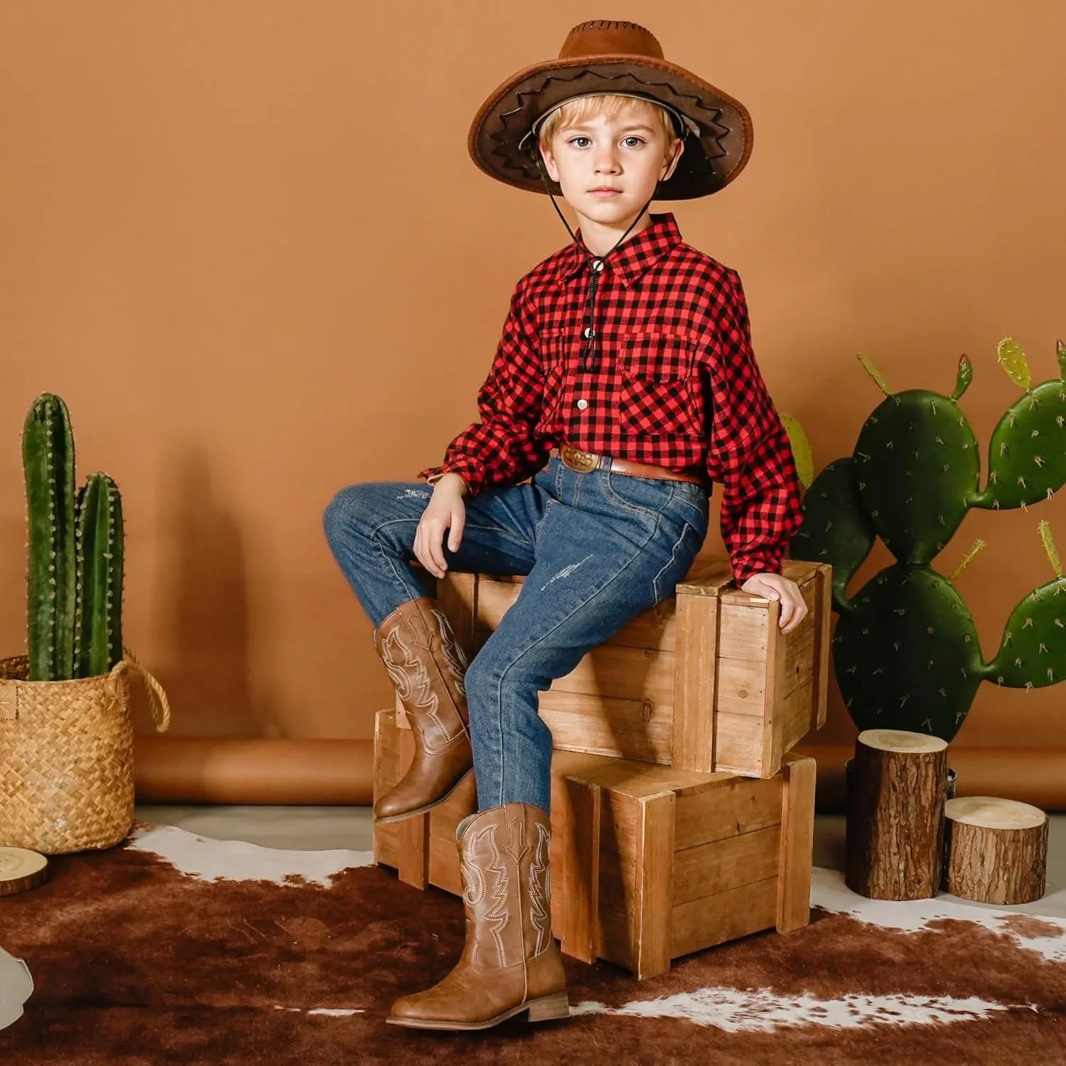 Girls Cowgirl Boots Unisex-Child Mid Calf Glitter Toddler Cowboy Boot Little Big Kids Western Riding Shoes