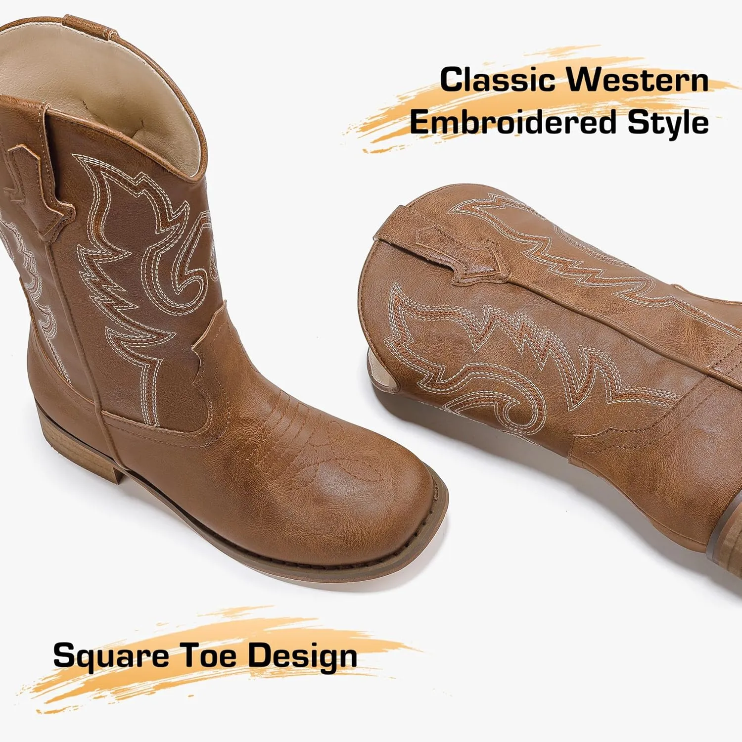 Girls Cowgirl Boots Unisex-Child Mid Calf Glitter Toddler Cowboy Boot Little Big Kids Western Riding Shoes