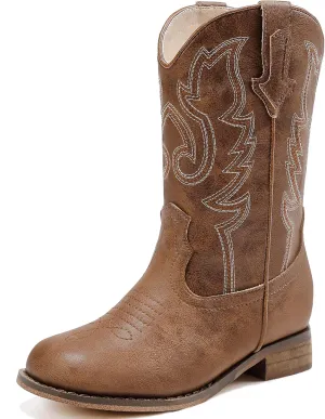 Girls Cowgirl Boots Unisex-Child Mid Calf Glitter Toddler Cowboy Boot Little Big Kids Western Riding Shoes