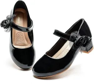 Girls Dress Shoes Low Heel Flower Girls Wedding Party Mary Jane Princess Shoes for Toddler Little Kid Big Kid