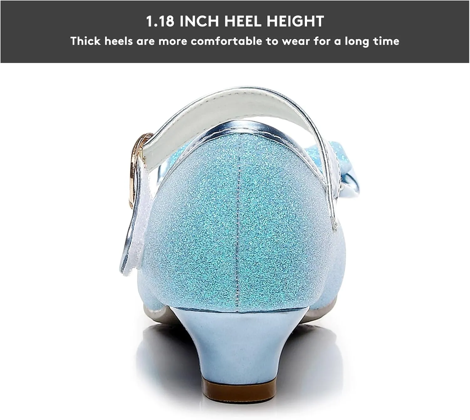 Girls Dress Shoes Mary Jane Wedding Party Heel Glitter Bow Princess Flower Shoes for Kid Toddler