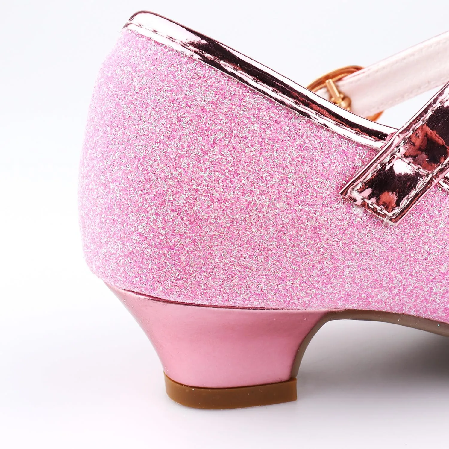 Girls Dress Shoes Mary Jane Wedding Party Heel Glitter Bow Princess Flower Shoes for Kid Toddler