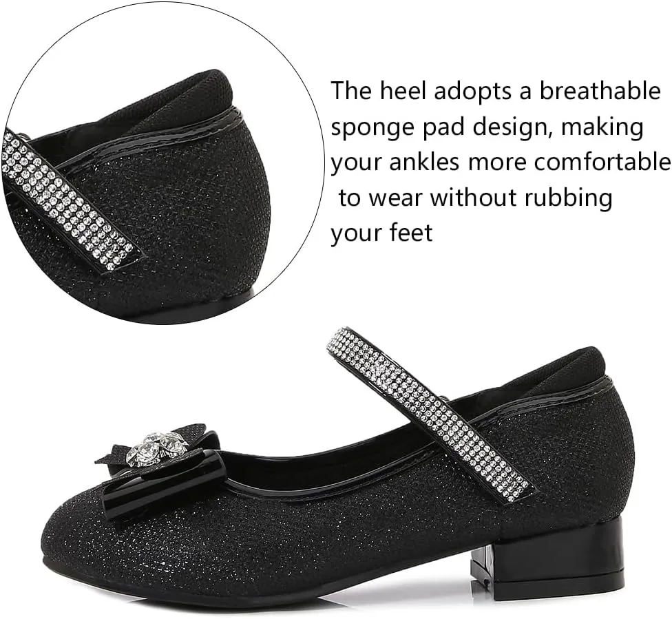 Girls Dress Shoes Prom Shoes Wedding Shoes Low Heel Glitter Toddler Shoes