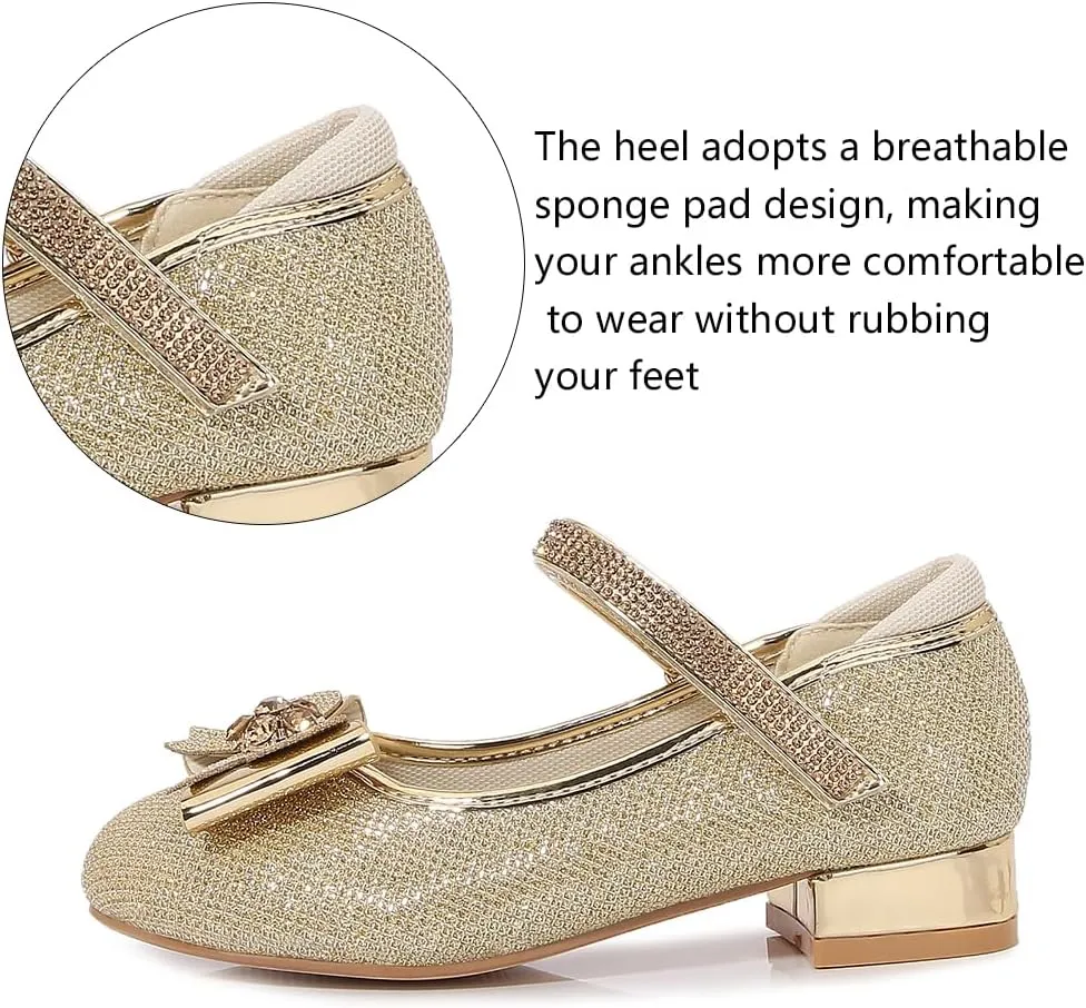 Girls Dress Shoes Prom Shoes Wedding Shoes Low Heel Glitter Toddler Shoes