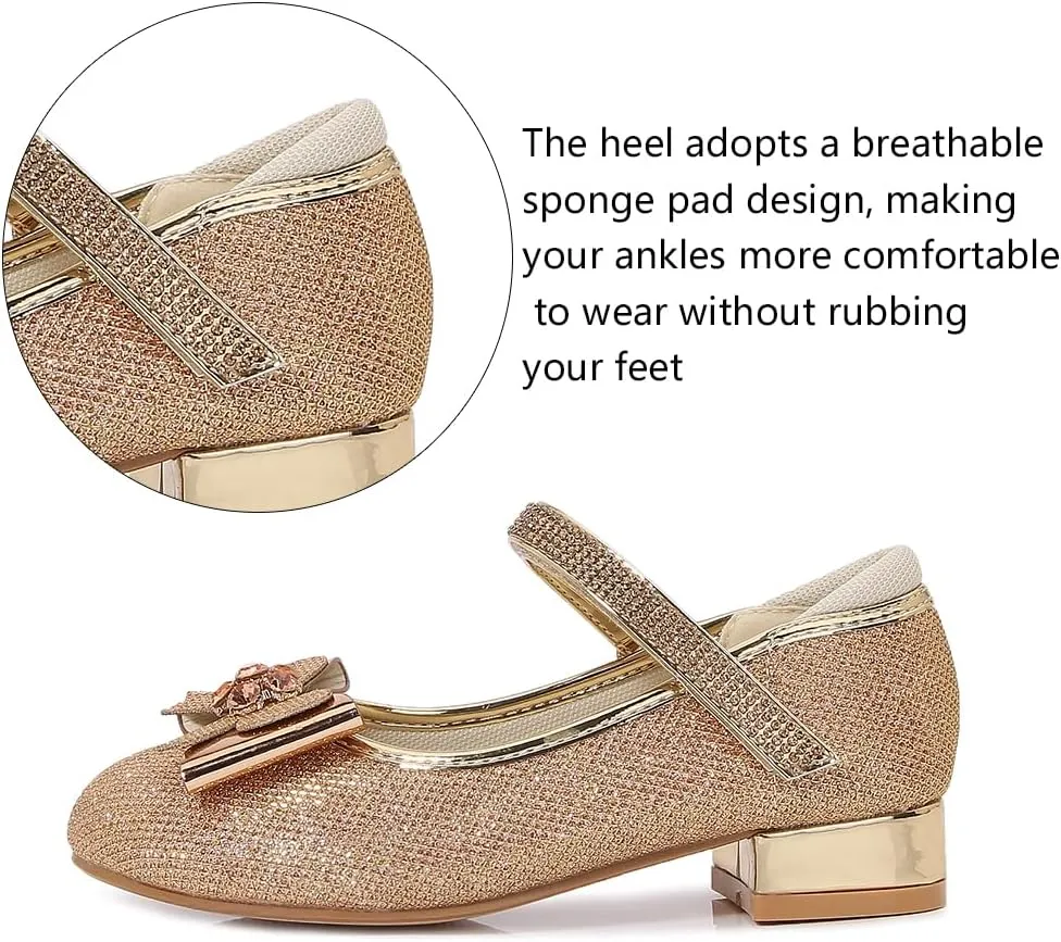 Girls Dress Shoes Prom Shoes Wedding Shoes Low Heel Glitter Toddler Shoes