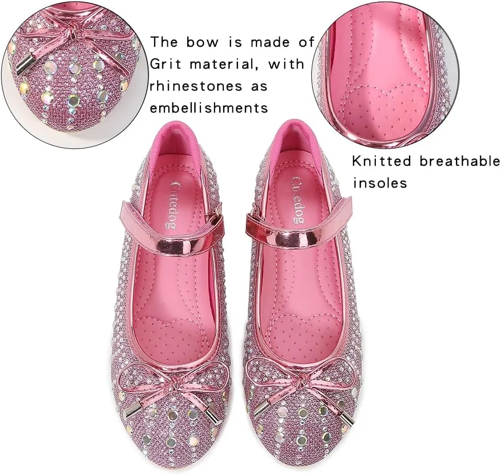 Girls Dress Shoes Prom Shoes Wedding Shoes Low Heel Glitter Toddler Shoes