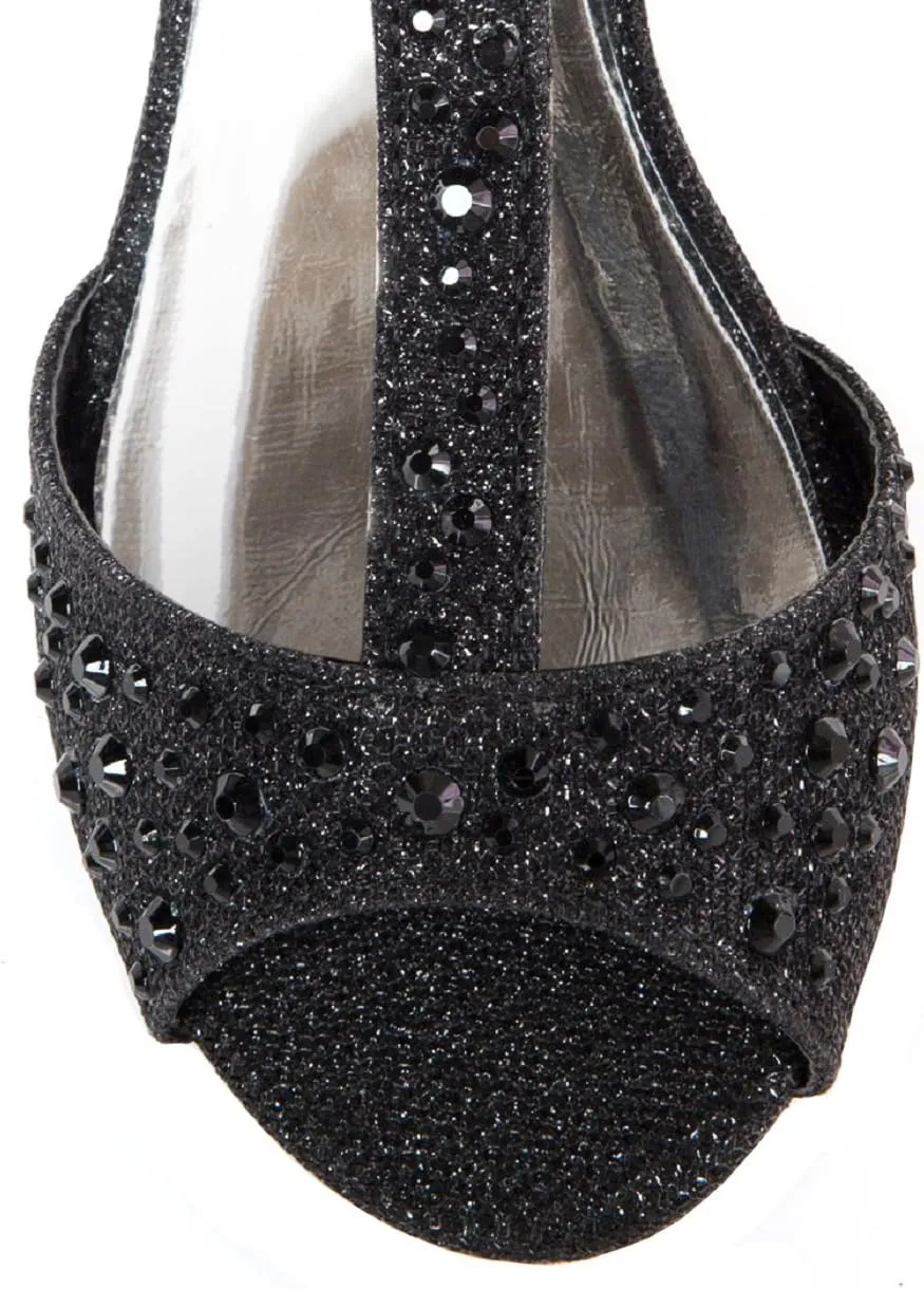 Girls Glitter and Rhinestone Open Toe Wedge Heel (Toddler/Little Girl)