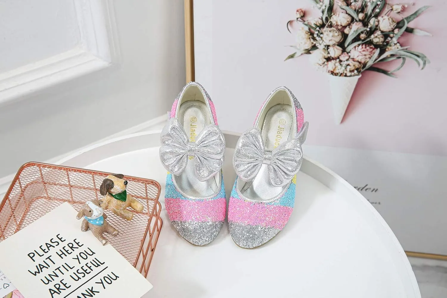 Girls Glitter Mary Jane Low Heel Wedding Party Princess Dress Pumps Shoes Shoes for Toddler Kids
