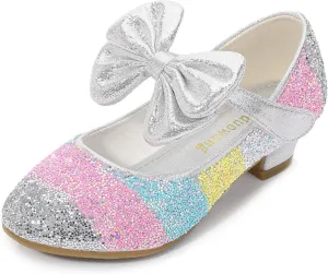Girls Glitter Mary Jane Low Heel Wedding Party Princess Dress Pumps Shoes Shoes for Toddler Kids