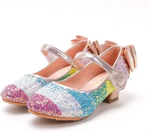 Girls Glitter Mary Jane Low Heel Wedding Party Princess Dress Pumps Shoes Shoes for Toddler Kids