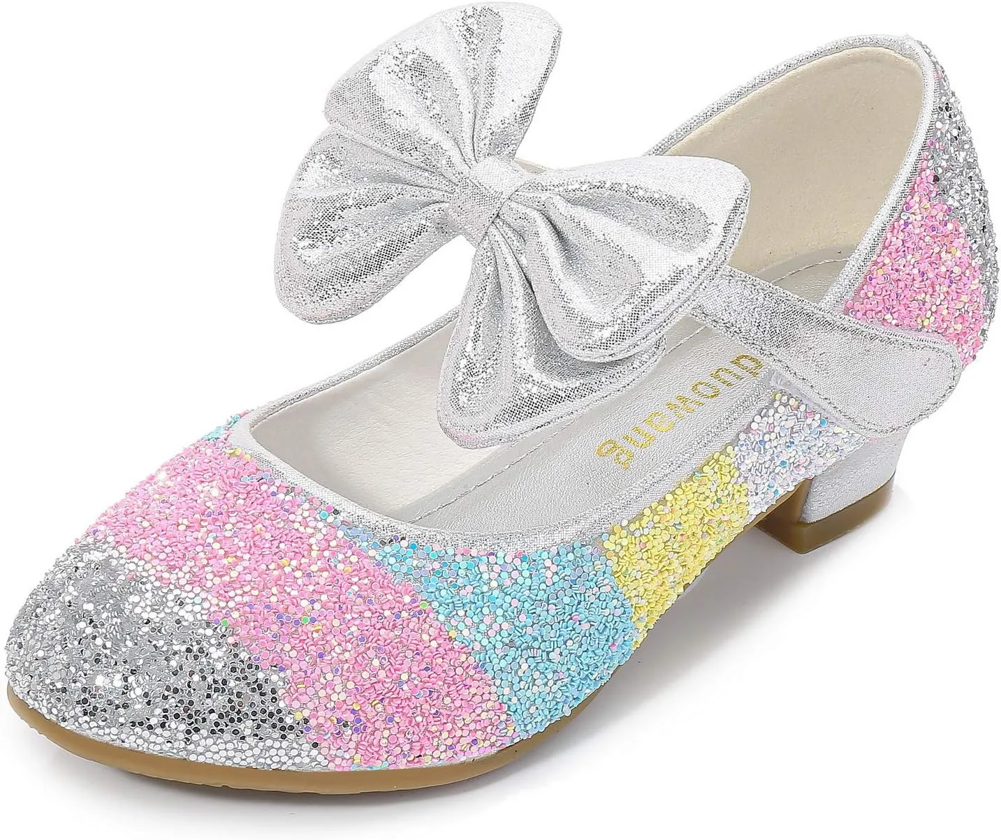Girls Glitter Mary Jane Low Heel Wedding Party Princess Dress Pumps Shoes Shoes for Toddler Kids