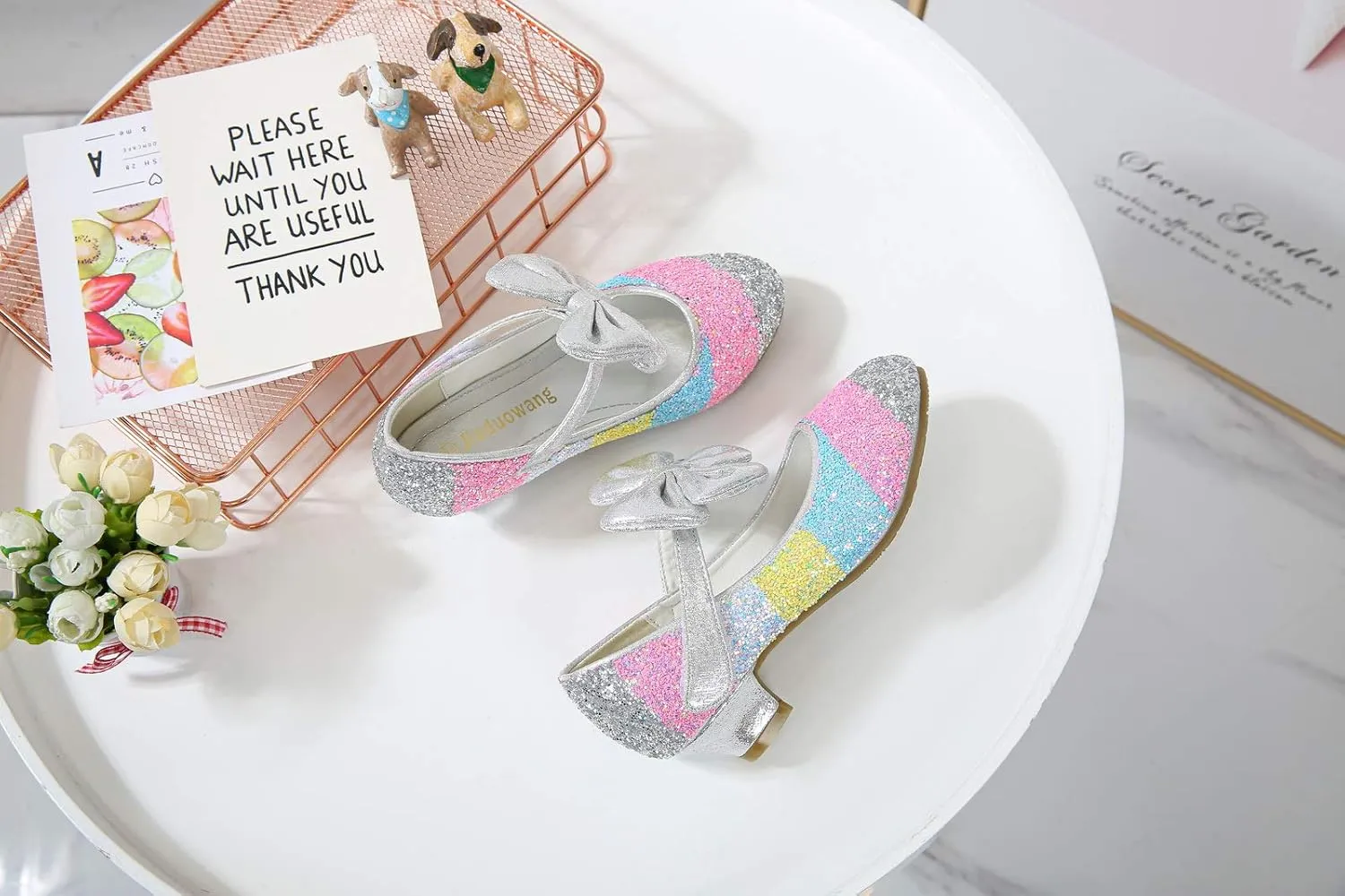 Girls Glitter Mary Jane Low Heel Wedding Party Princess Dress Pumps Shoes Shoes for Toddler Kids