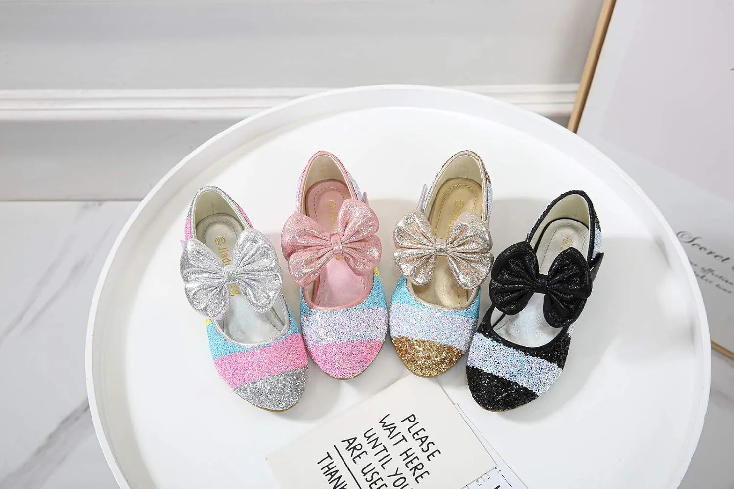 Girls Glitter Mary Jane Low Heel Wedding Party Princess Dress Pumps Shoes Shoes for Toddler Kids