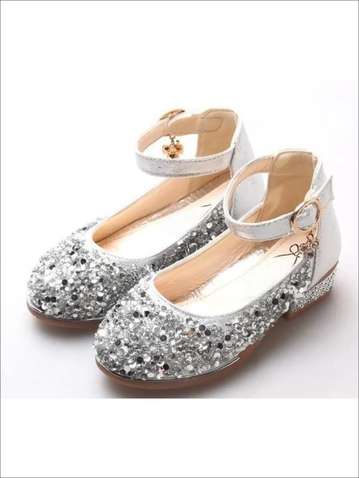 Girls Glitter Sequins Mini-Heel Mary Jane Shoes By Liv and Mia