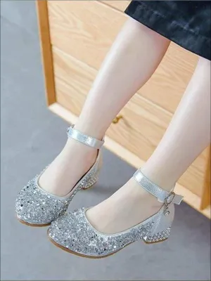 Girls Glitter Sequins Mini-Heel Mary Jane Shoes By Liv and Mia