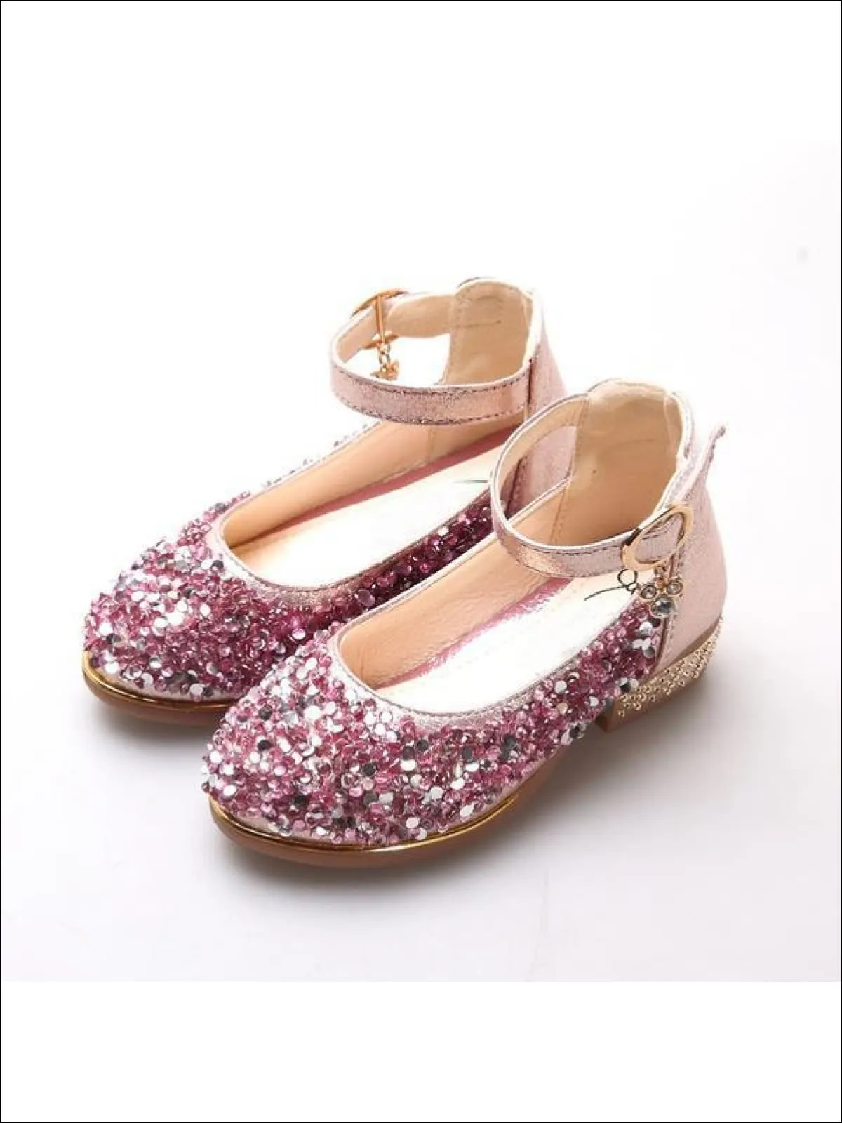 Girls Glitter Sequins Mini-Heel Mary Jane Shoes By Liv and Mia