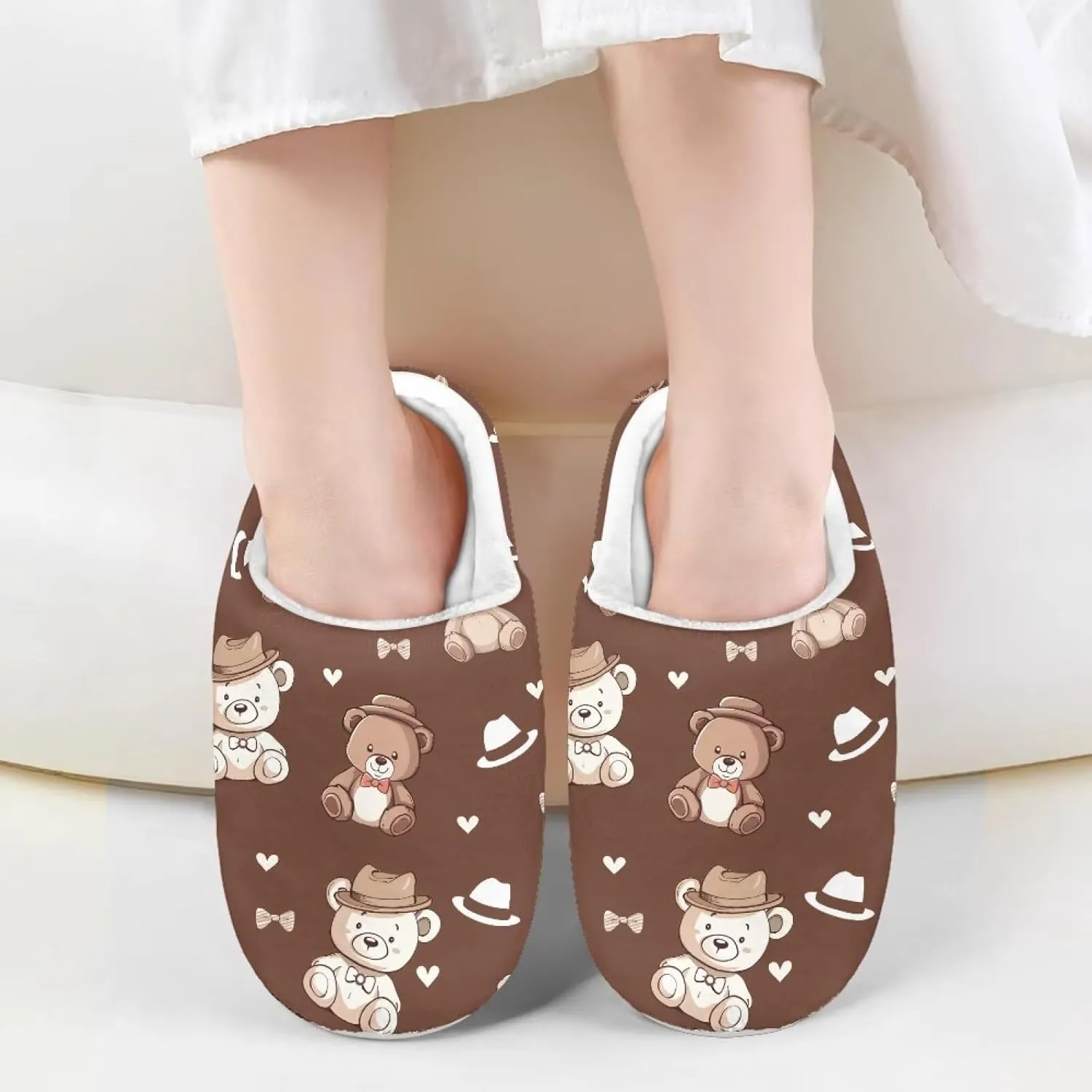 Girls Plush House Slippers Fluffy Cute Slippers Slip-on Shoes Winter Indoor Non-slip Rubber Sole Slipper for Kids