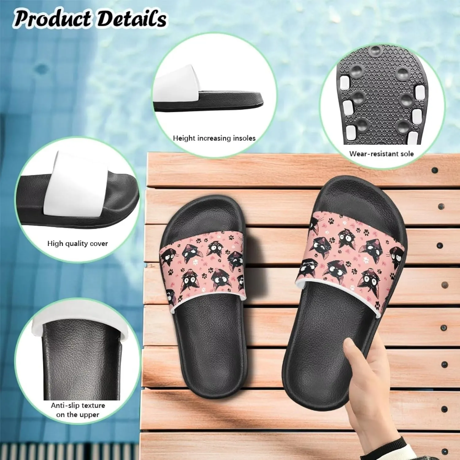 Girls Slide Sandals Breathable Summer Shoes for Kids with Non-Slip Sole Slides for Beach & Pool