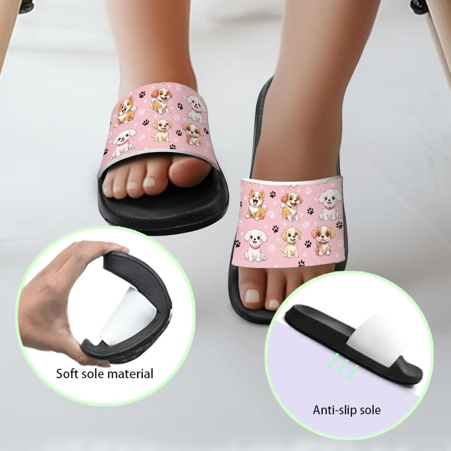 Girls Slide Sandals Breathable Summer Shoes for Kids with Non-Slip Sole Slides for Beach & Pool
