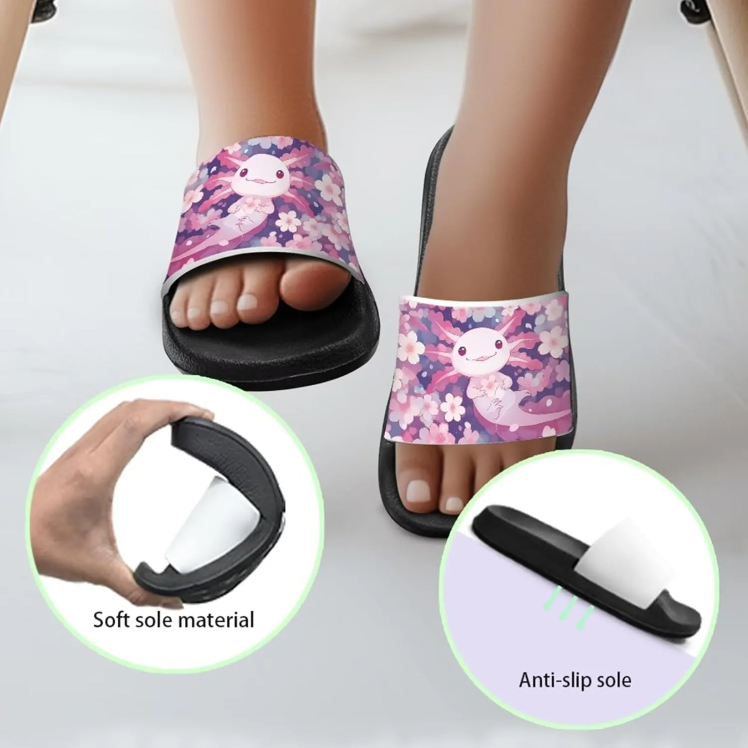 Girls Slide Sandals Lightweight Kids Summer Slippers Suitable Park, Have a Picnic
