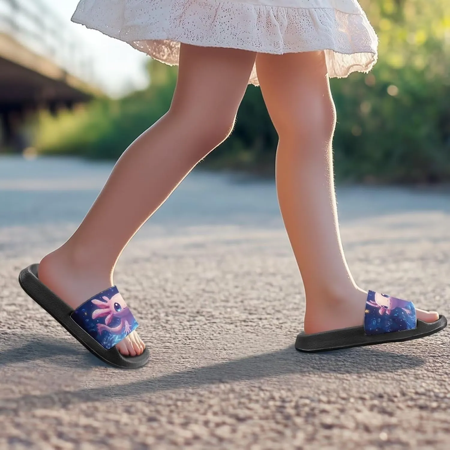 Girls Slide Sandals Lightweight Kids Summer Slippers Suitable Park, Have a Picnic