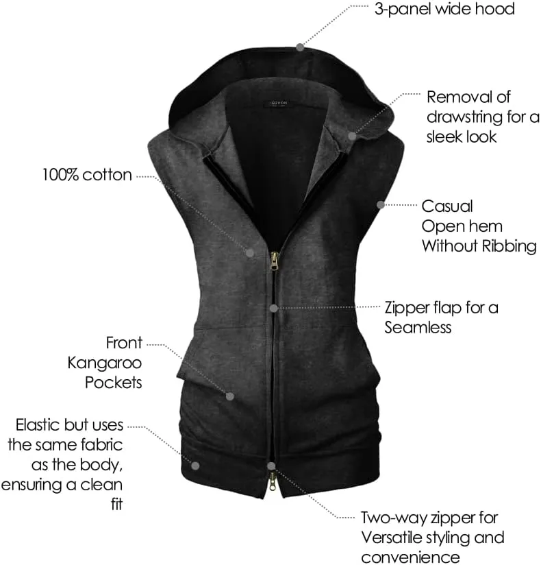 GIVON Women's Lightweight Hooded Vest Sleeveless 1/4 Zip Pullover Casual Hoodie Sweatshirt with Pockets