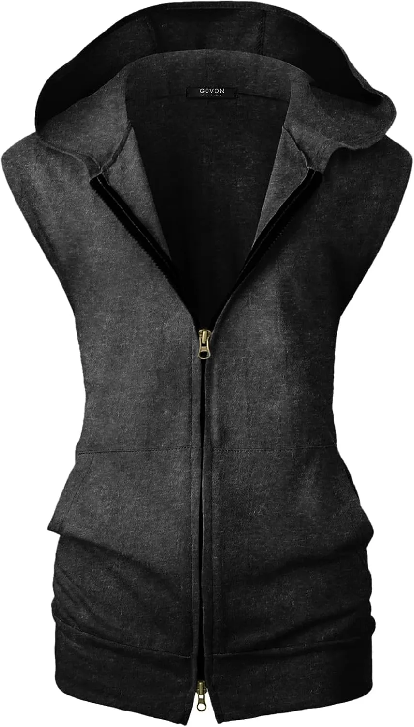 GIVON Women's Lightweight Hooded Vest Sleeveless 1/4 Zip Pullover Casual Hoodie Sweatshirt with Pockets